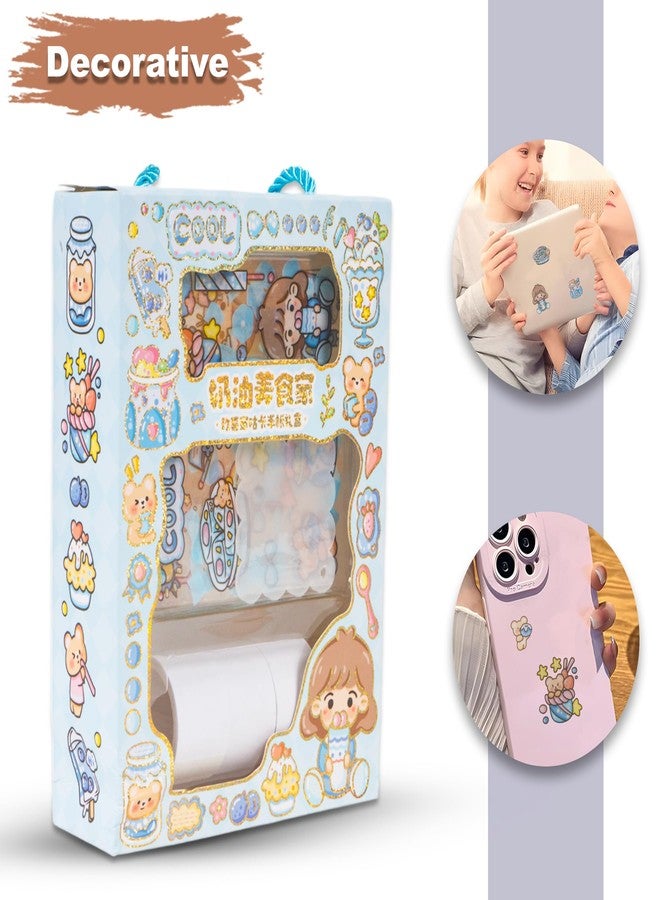 WISHKEY Cartoon Theme DIY Self Adhesive Stickers and Tapes, Stationery Items for Kids with Acrylic Plate, Stickers for Decorating Notebook, Diaries, Scrap Book, 3+ Years (Pack of 1, Assorted) - Image 3